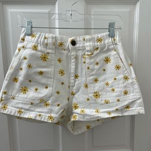 white sunflower utility shorts from pacsun